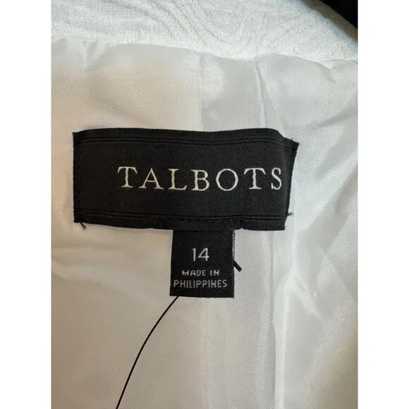 Talbots Floral Textured Blazer Jacket Women’s Size 14 White Button-Front - Picture 2 of 5